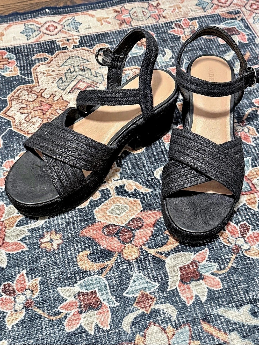 Old Navy Espadrille Cross-Strap Platform Sandals Black 10
